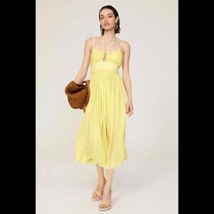 Ulla Johnson Freya Dress Butter Yellow Midi Summer Dress SIZE 6 + 8